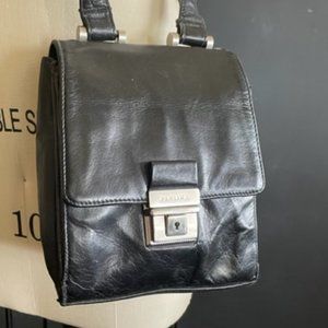 Black Leather Perlina Crossbody Purse